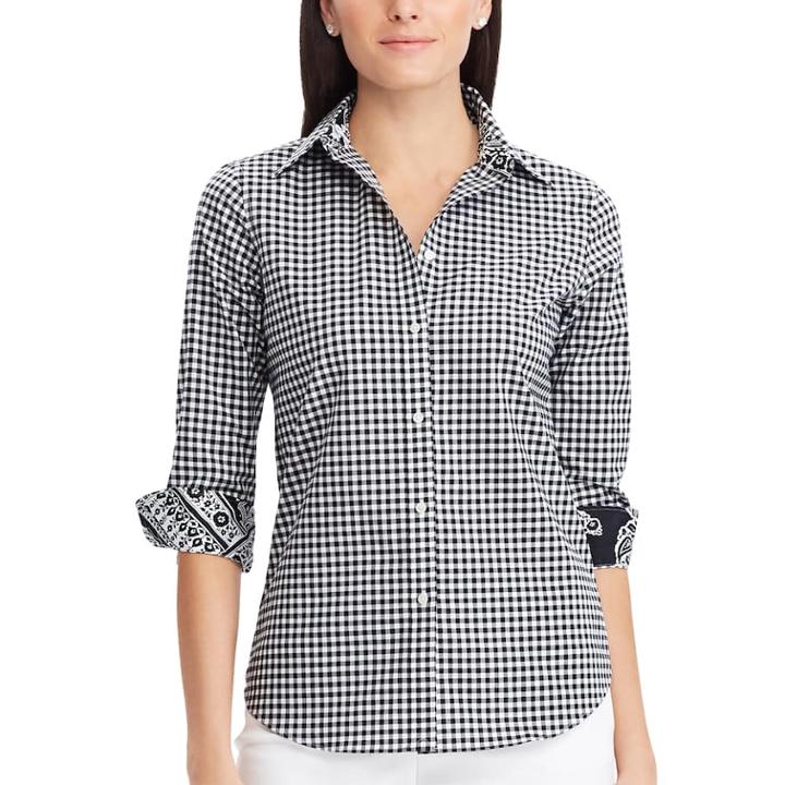 Petite Chaps No-iron Shirt, Women's, Size: Xl Petite, Black