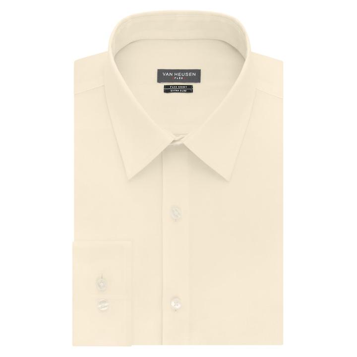 Men's Van Heusen Flex Collar Extra-slim Dress Shirt, Size: 17-32/33, Beige
