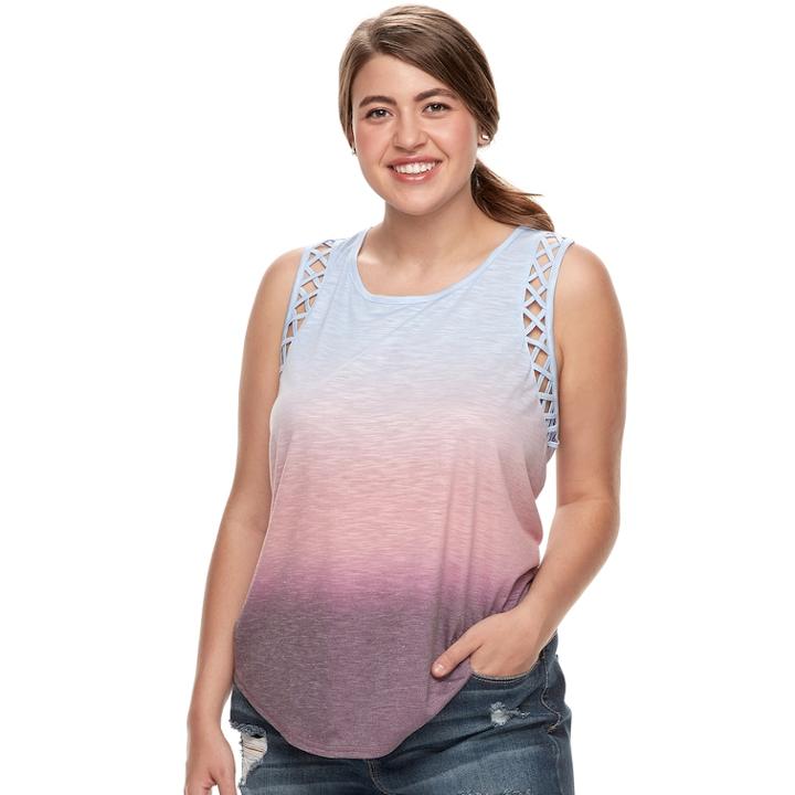 Juniors' Plus Size Mudd&reg; Lattice-detail Scoopneck Tank, Teens, Size: 3xl, Lt Purple