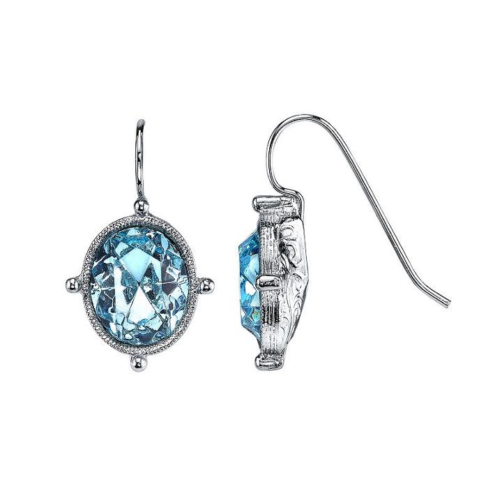 1928 Blue Faceted Nickel Free Drop Earrings, Women's