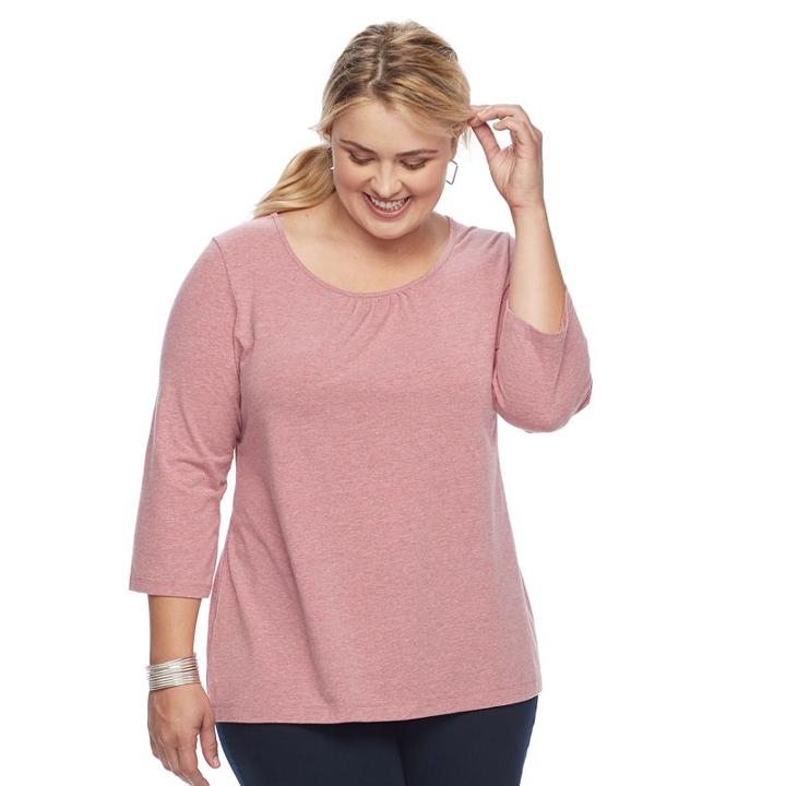 Plus Size Croft & Barrow® Pleated Tee, Women's, Size: 2xl, Dark Red