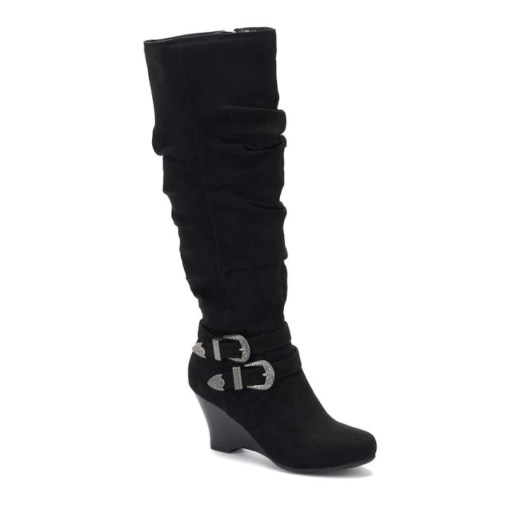 So&reg; Limousine Women's Tall Wedge Boots, Size: 9.5, Black
