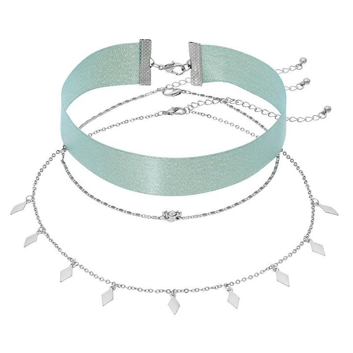 Mudd&reg; Blue Ribbon & Shaky Kite Station Choker Necklace Set, Women's, Purple Oth