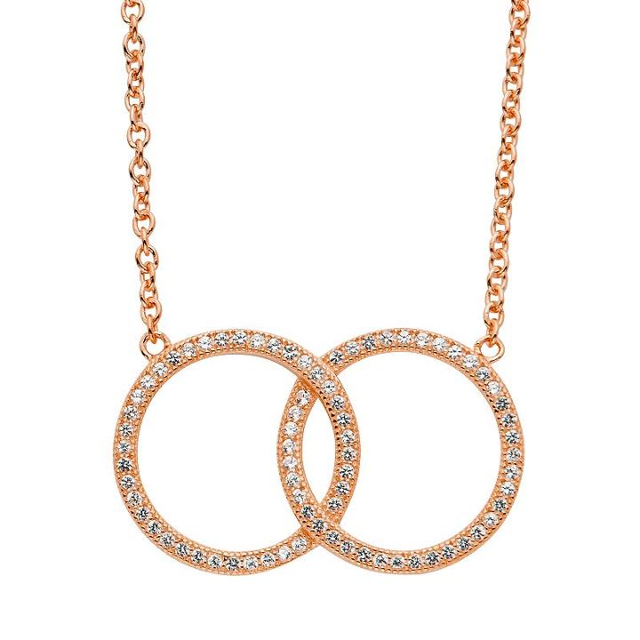 Lab-created White Sapphire 14k Gold Over Silver Interlocking Circle Necklace, Women's, Size: 17, Pink
