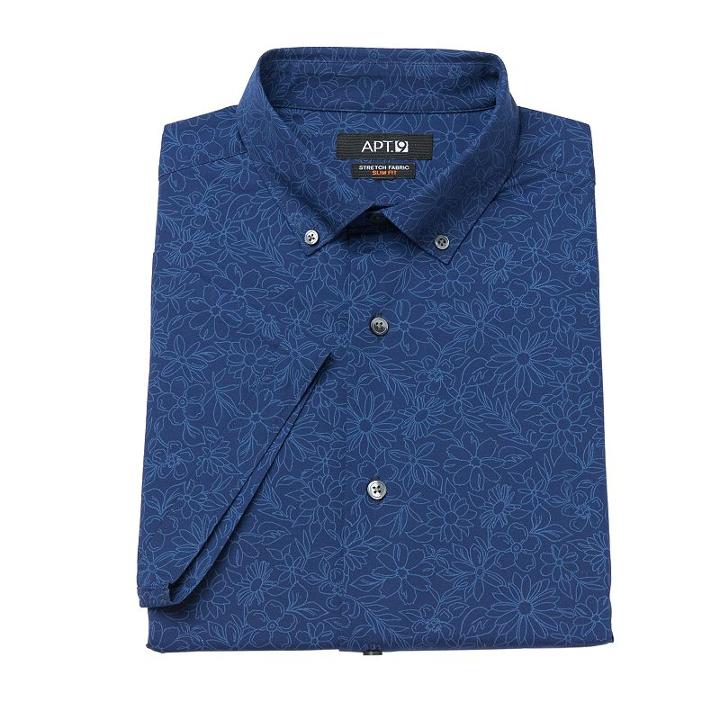 Men's Apt. 9&reg; Slim-fit Stretch Button-down Collar Dress Shirt, Size: S 14.5 -15, Blue (navy)