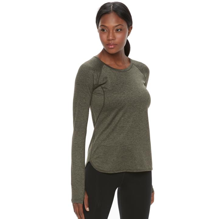 Women's Tek Gear&reg; Long Sleeve Performance Tee, Size: Medium, Dark Green