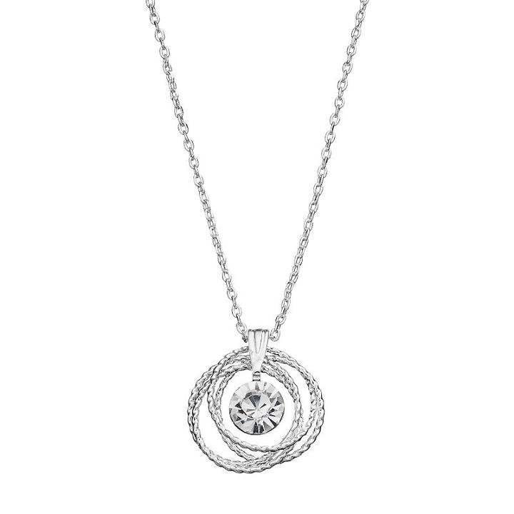 Lc Lauren Conrad Textured Ring Orbital Pendant Necklace, Women's, Silver