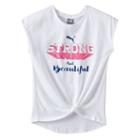Girls 7-16 Puma Strong And Beautiful Tie Front Tee, Girl's, Size: Large, White