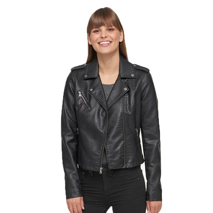 Women's Levi's Faux-leather Motorcycle Jacket, Size: Small, Black