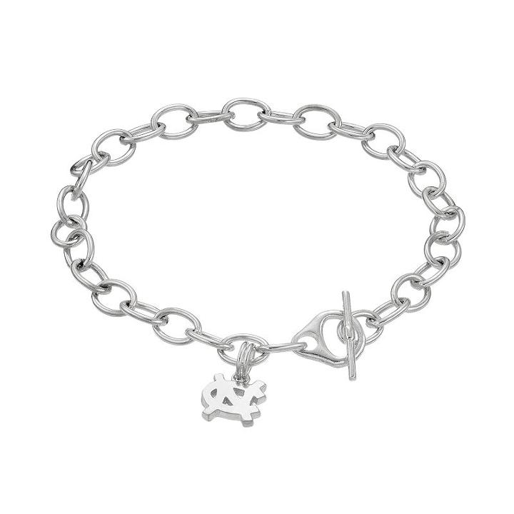 Dayna U Sterling Silver North Carolina Tar Heels Charm Toggle Bracelet, Women's, Size: 7.5, Grey