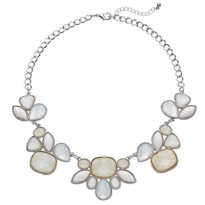White Geometric Stone Statement Necklace, Women's