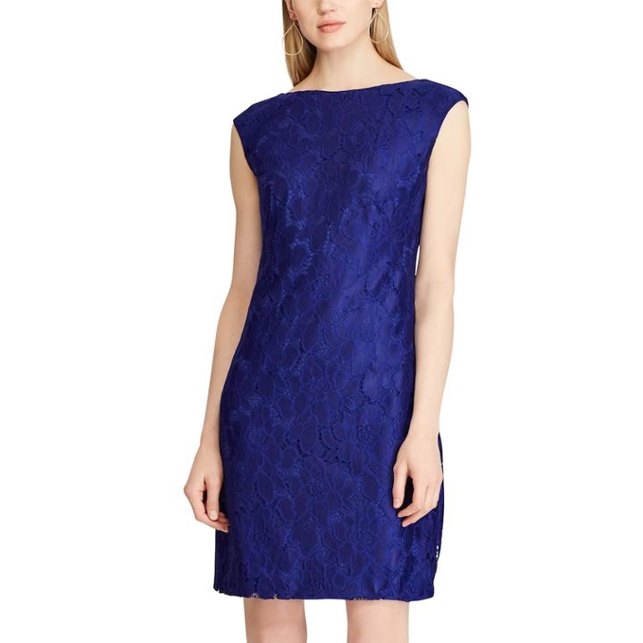 Women's Chaps Floral Lace Sheath Dress, Size: 2, Blue