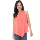 Women's Ab Studio V-hem Necklace Tank, Size: Xlrg Av/rg, Lt Orange