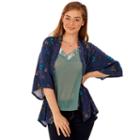 Juniors' Wallflower Velvet Trim Tank & Kimono Set, Teens, Size: Large, Brt Blue