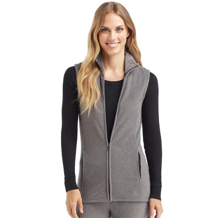 Women's Cuddl Duds Stretch Fleece Vest, Size: Xlrg Av/rg, Grey (charcoal)