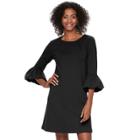 Women's Nina Leonard Balloon-sleeve Shift Dress, Size: Medium, Black