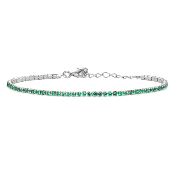 Sterling Silver Cubic Zirconia Bracelet, Women's, Size: 7, Green