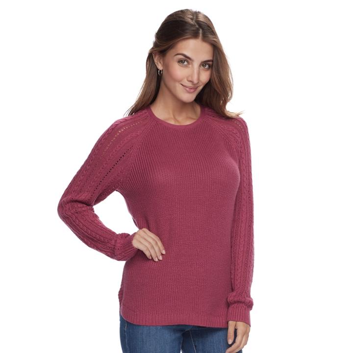 Petite Sonoma Goods For Life&trade; Pointelle Crewneck Sweater, Women's, Size: S Petite, Med Red