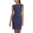 Women's Chaps Polka-dot Sheath Dress, Size: 4, Natural