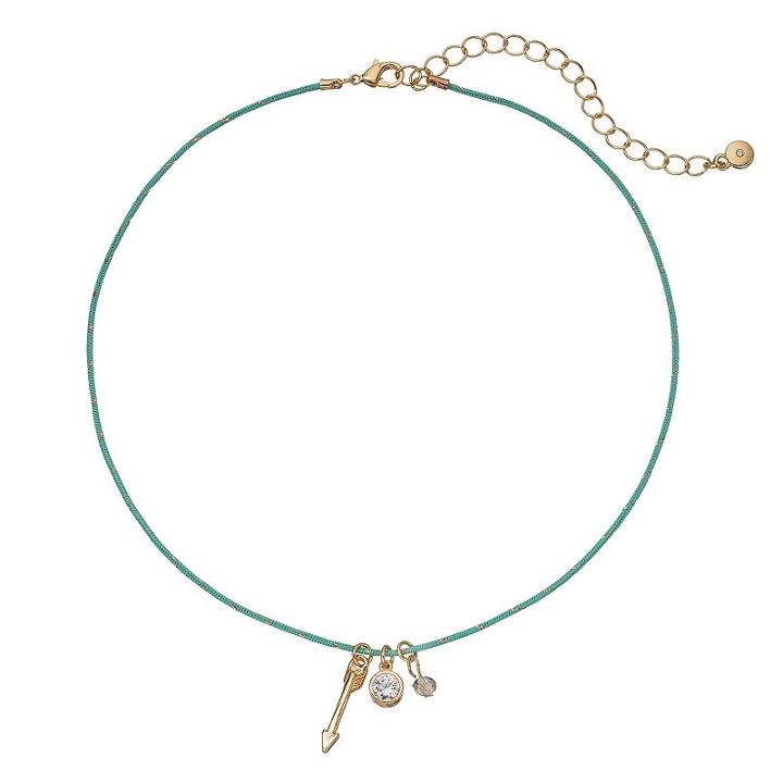 Lc Lauren Conrad Arrow Charm Mint Green Choker Necklace, Women's, Lt Green