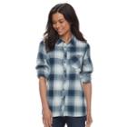 Petite Sonoma Goods For Life&trade; Plaid Button-down Shirt, Women's, Size: Xl Petite, Dark Blue