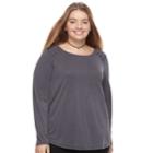 Junior's Plus Size Pink Republic Lace-up Raglan Top, Teens, Size: 1xl, Grey (charcoal)