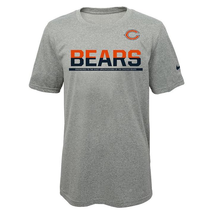 Boys 8-20 Nike Chicago Bears Practice Dri-fit Tee, Boy's, Size: L(14/16), Dark Grey