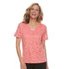 Women's Napa Valley Floral Lace Embellished Top, Size: Large, Light Pink