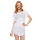 Women's Beach Scene Lace Tunic Cover-up, Size: Small, White