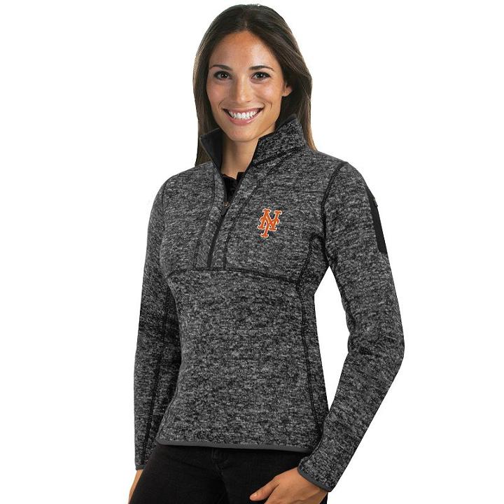 Women's Antigua New York Mets Fortune Midweight Pullover Sweater, Size: Medium, Dark Grey