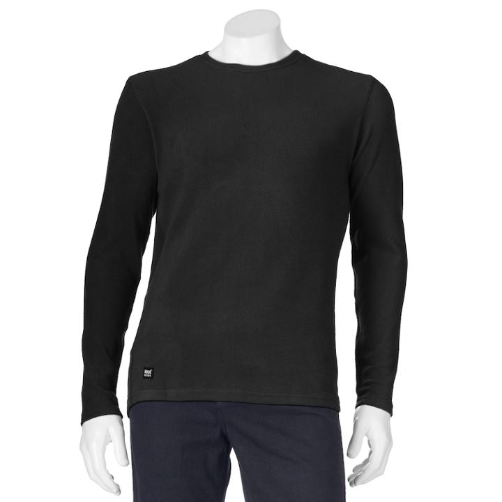 Men's Heat Holders Microfleece Base Layer Performance Crewneck Tee, Size: Large, Black