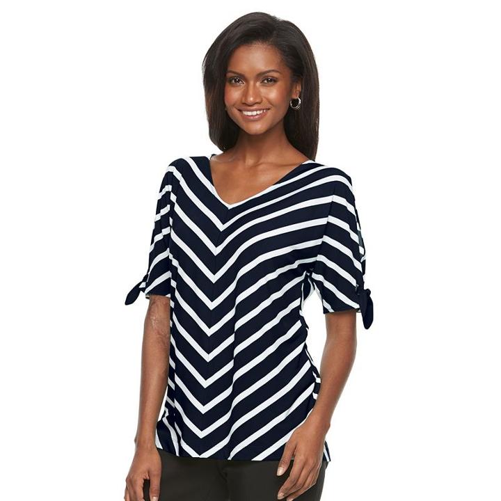 Women's Croft & Barrow&reg; Striped Dolman Tee, Size: Medium, Dark Blue