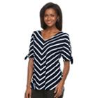 Women's Croft & Barrow&reg; Striped Dolman Tee, Size: Medium, Dark Blue