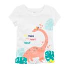 Girls 4-6x Carter's You Make My Heart 'saur Dinosaur Tee, Size: 6-6x, White
