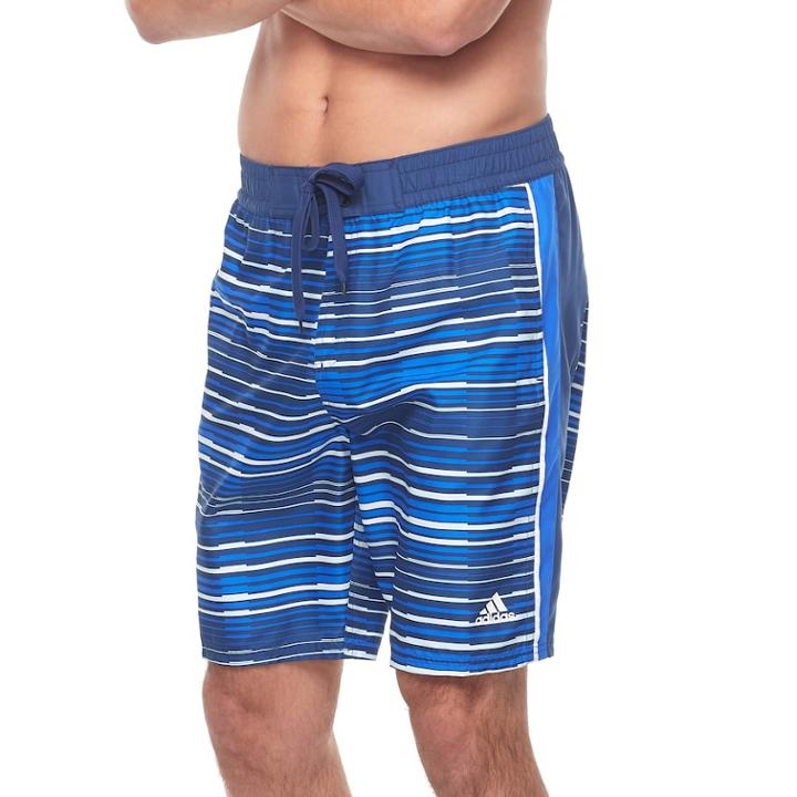 Men's Adidas Vara Striped Microfiber Volley Shorts, Size: Large, Blue (navy)