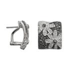 Lavish By Tjm Sterling Silver Crystal Flower Square Stud Earrings, Women's, Grey