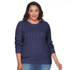 Plus Size Croft & Barrow&reg; Cable-knit Crew Sweater, Women's, Size: 1xl, Blue