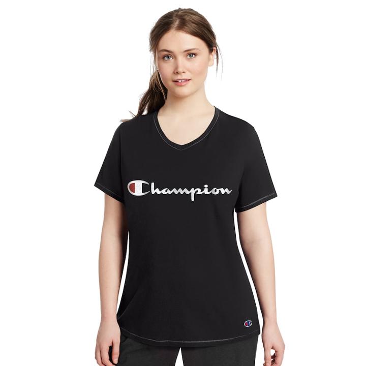 Plus Size Champion Logo Tee, Women's, Size: 4xl, Black