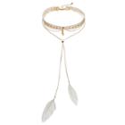 Feather Bolo Layered Choker Necklace, Women's, White