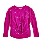 Girls 7-16 Mudd&reg; Mixed-media Knot Front Tee, Size: 12, Dark Pink