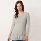 Women's Lc Lauren Conrad Tiered Mock-layer Sweater, Size: Xs, Light Grey