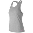 Women's New Balance Lace Up For The Cure Heather Tech Racerback Tank, Size: Xl, Light Grey