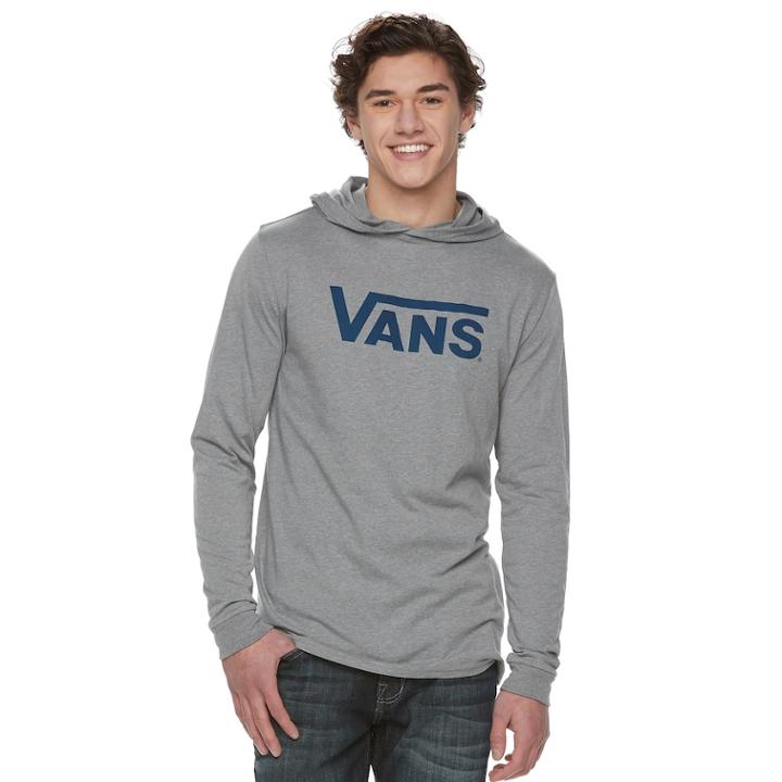 Men's Vans Checkered Print Hooded Tee, Size: Medium, Dark Grey