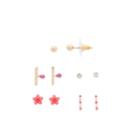 Lc Lauren Conrad Flower & Bar Nickel Free Stud Earring Set, Women's, Red