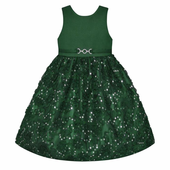 Girls 7-16 & Plus Size American Princess Sequin Soutache Skirt Dress, Size: 12, Dark Green