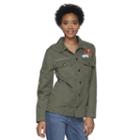 Juniors' Mudd&reg; Patched Shirt Jacket, Girl's, Size: Large, Green