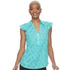 Juniors' Candie's&reg; Zip Front Flutter Sleeve Top, Teens, Size: Xs, Blue