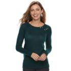 Women's Apt. 9&reg; Embellished Yoke Sweater, Size: Small, Green