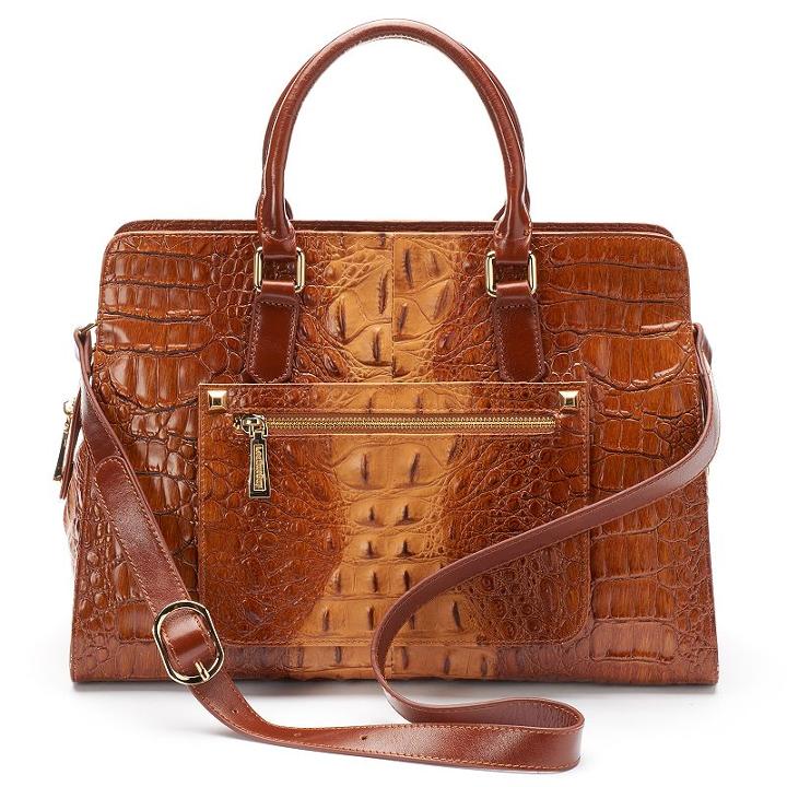 Leatherbay Campina Crocodile Convertible Satchel, Women's, Brown
