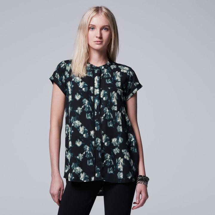 Petite Simply Vera Vera Wang Popover Top, Women's, Size: S Petite, Dark Green